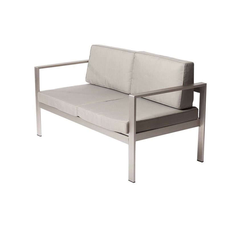 Pemberly Row 4-piece Aluminum Frame Outdoor Sofa Set in Gray Taupe