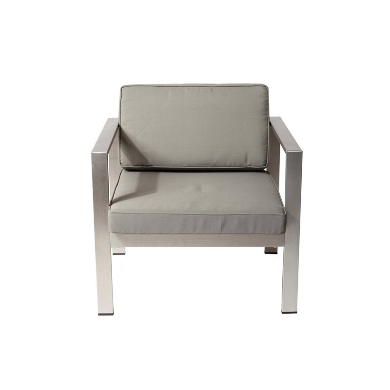 Pemberly Row 4-piece Aluminum Frame Outdoor Sofa Set in Gray Taupe