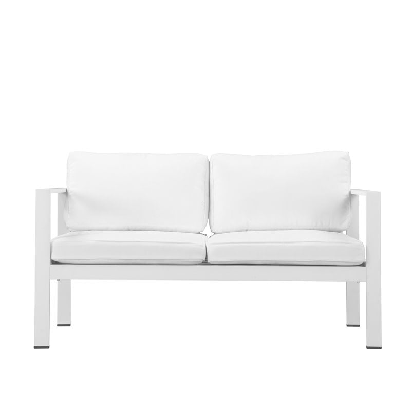 Pemberly Row 4-piece Modern Aluminum Frame Outdoor Sofa Set in White