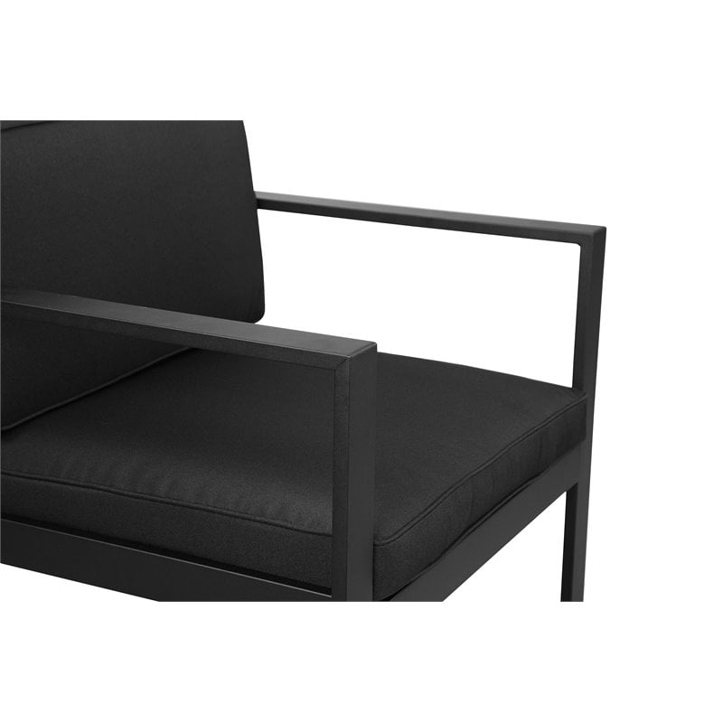 Pemberly Row Modern Aluminum Outdoor Chair in Powder Coated Black