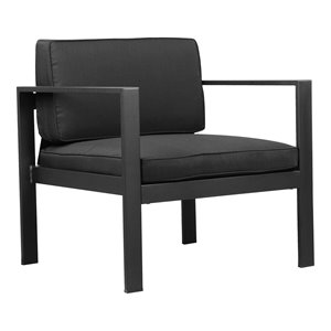Pemberly Row Modern Aluminum Outdoor Chair in Powder Coated Black
