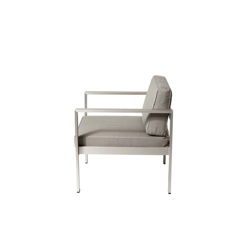 Pemberly Row Modern Aluminum Frame Outdoor Chair in Gray Taupe