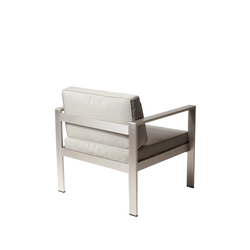 Pemberly Row Modern Aluminum Frame Outdoor Chair in Gray Taupe