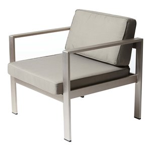 Pemberly Row Modern Aluminum Frame Outdoor Chair in Gray Taupe