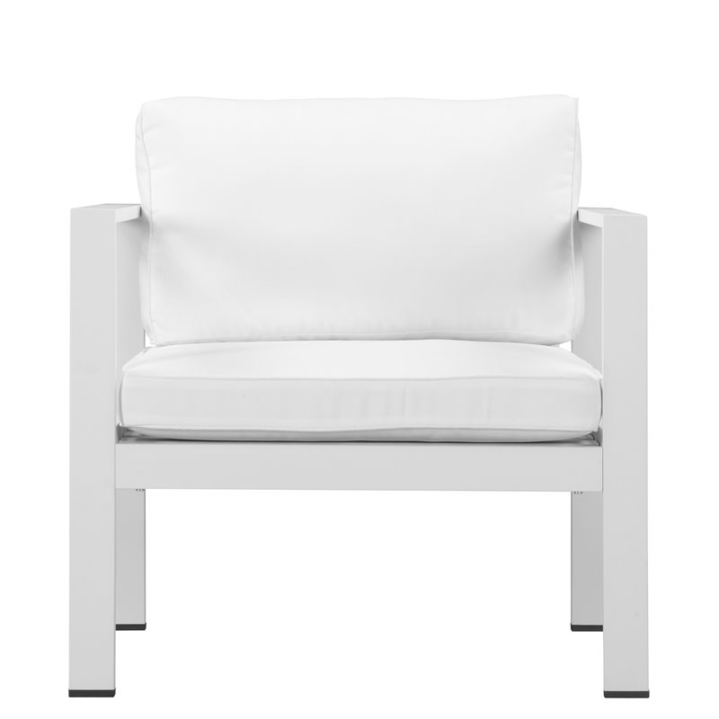 Pemberly Row Modern Aluminum Outdoor Chair in Powder Coated White