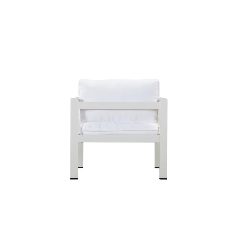 Pemberly Row Modern Aluminum Outdoor Chair in Powder Coated White