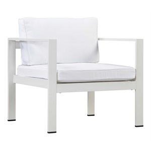 Pemberly Row Modern Aluminum Outdoor Chair in Powder Coated White