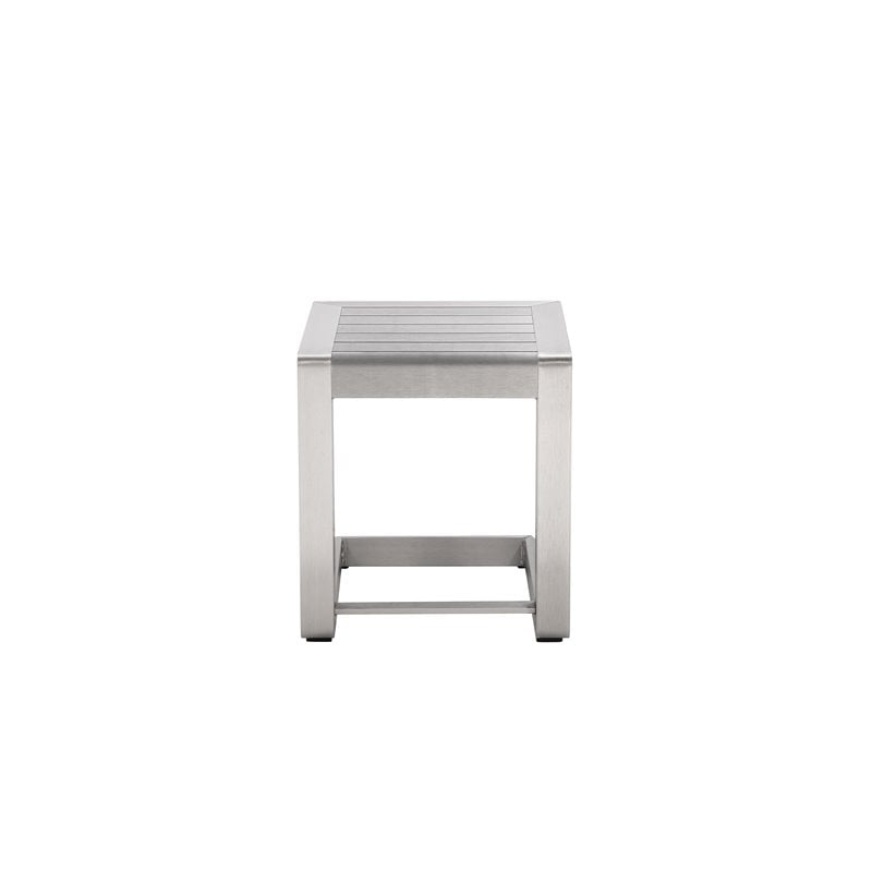 Pemberly Row Modern Aluminum Patio Side Table in Anodized Silver