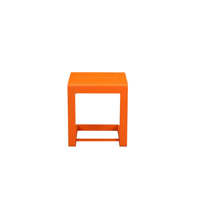 Pemberly Row Modern Aluminum Patio Side Table in Powder Coated Orange