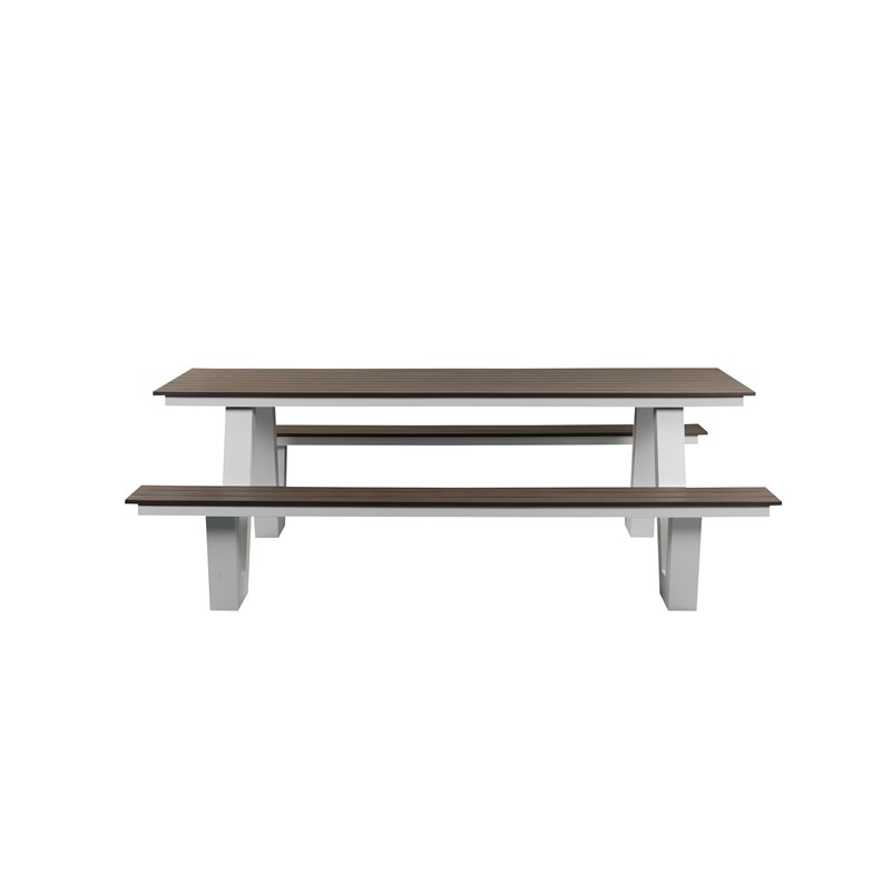 Pemberly Row Modern Aluminum Frame Outdoor Picnic Table in Gray