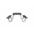 Pemberly Row Modern Aluminum Frame Outdoor Picnic Table in Gray