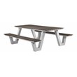 Pemberly Row Modern Aluminum Frame Outdoor Picnic Table in Gray