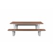 Pemberly Row Aluminum Frame Outdoor Picnic Table in Natural Teak