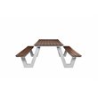 Pemberly Row Aluminum Frame Outdoor Picnic Table in Natural Teak