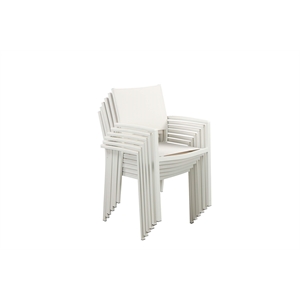 Pemberly Row 34&quot Aluminum Patio Dining Chair in White (Set of 6)
