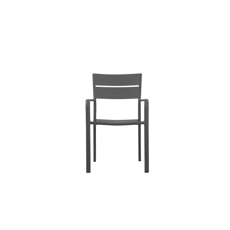 Pemberly Row 7-piece Modern Aluminum Frame Patio Dining Set in Gray