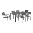 Pemberly Row 7-piece Modern Aluminum Frame Patio Dining Set in Gray