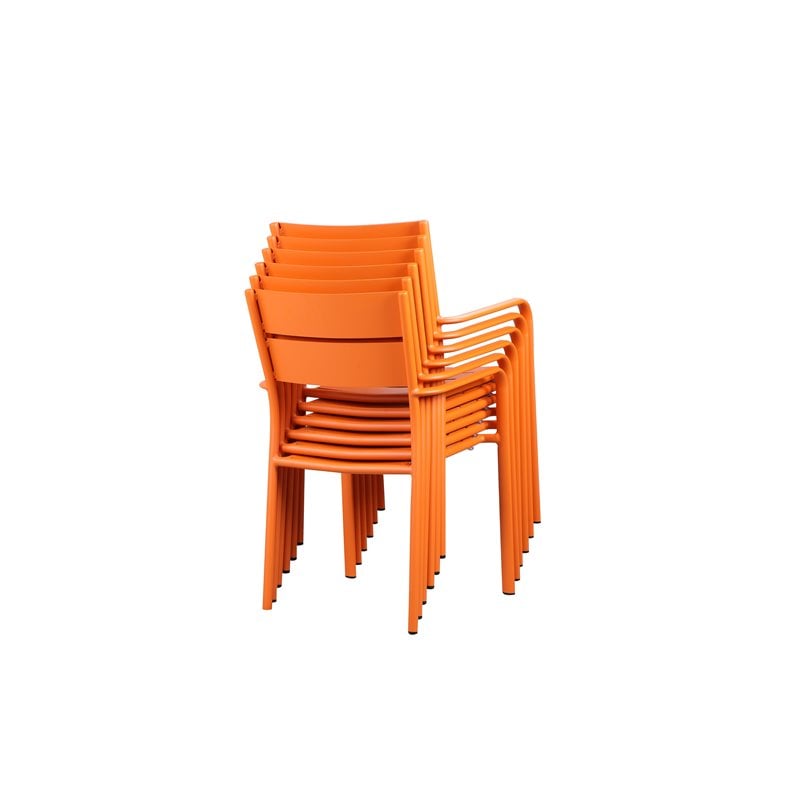 Pemberly Row 7-piece Aluminum Frame Patio Dining Set in Orange
