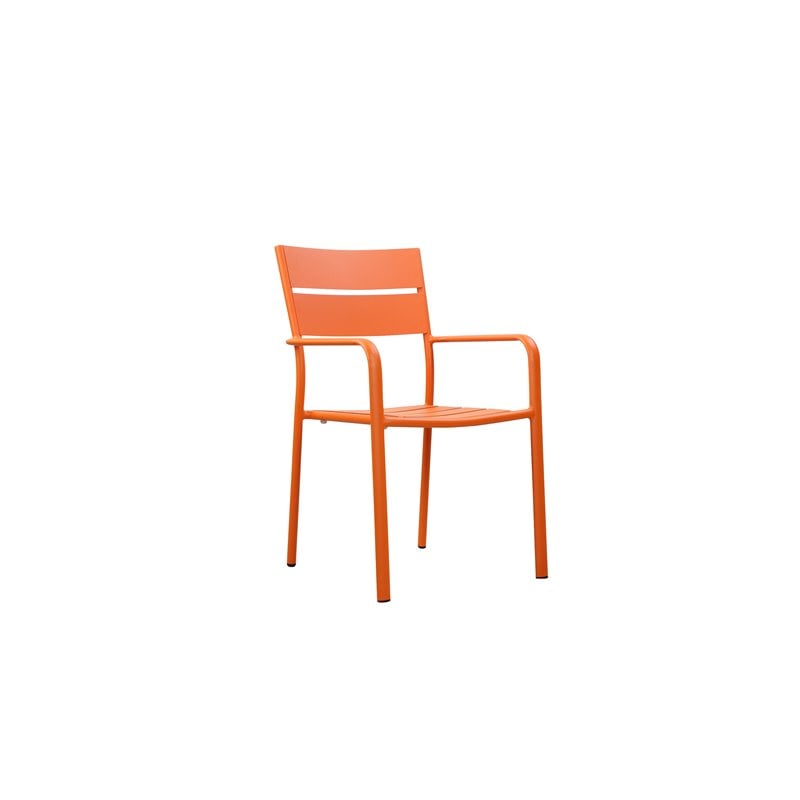 Pemberly Row 7-piece Aluminum Frame Patio Dining Set in Orange