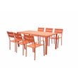 Pemberly Row 7-piece Aluminum Frame Patio Dining Set in Orange