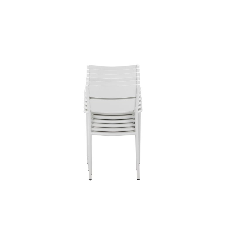 Pemberly Row 7-piece Modern Aluminum Frame Patio Dining Set in White