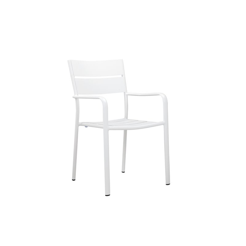 Pemberly Row 7-piece Modern Aluminum Frame Patio Dining Set in White