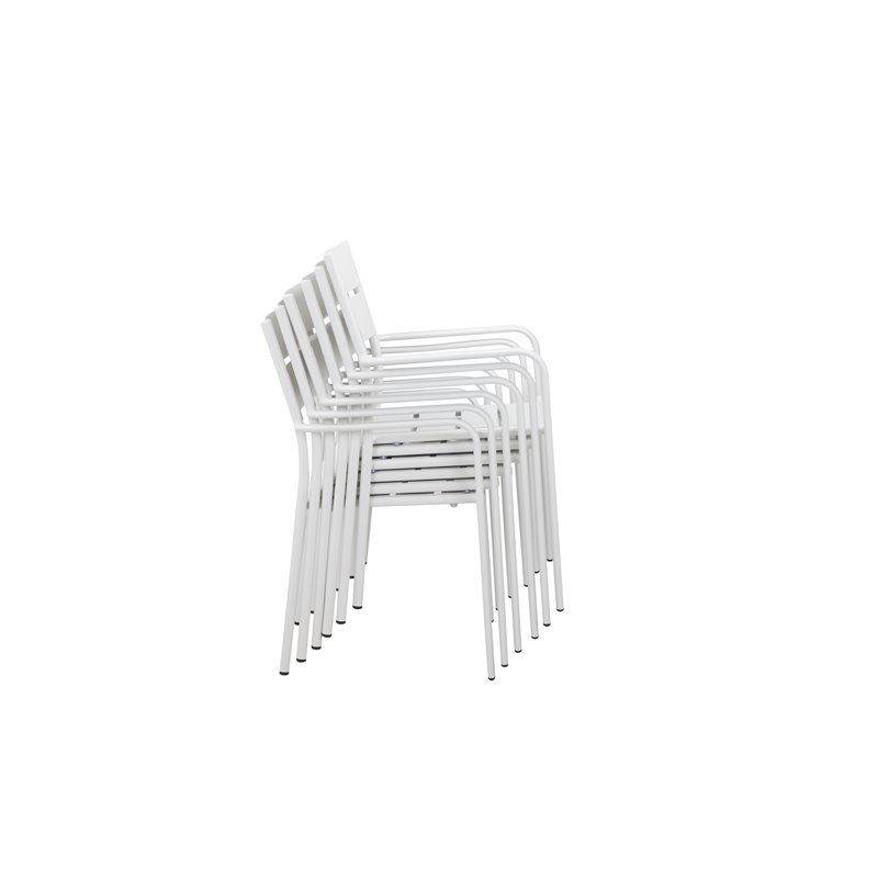 Pemberly Row 7-piece Modern Aluminum Frame Patio Dining Set in White