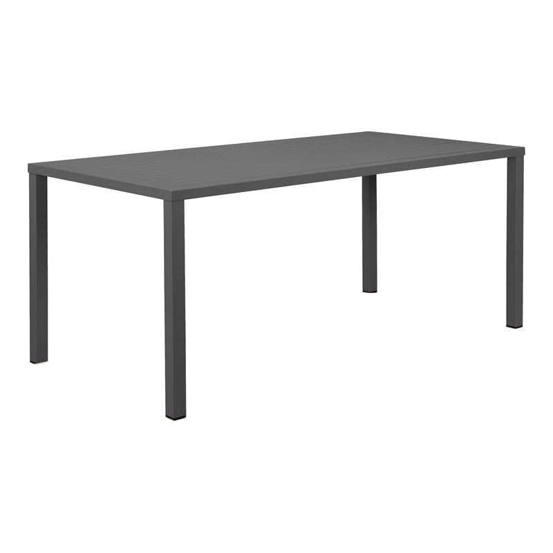 Pemberly Row Modern Aluminum Frame Frame Patio Dining Table in Gray