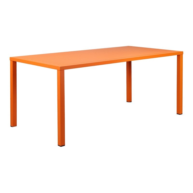 Pemberly Row Modern Aluminum Frame Patio Dining Table in Orange