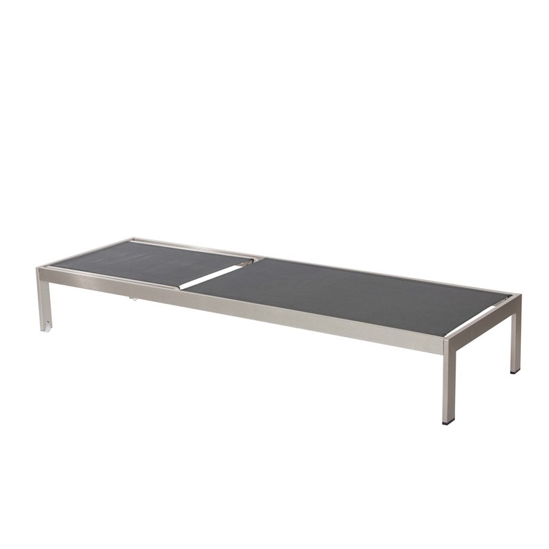 Pemberly Row Adjustable Height Aluminum Frame Patio Lounger in Black