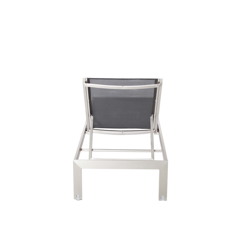 Pemberly Row Adjustable Height Aluminum Frame Patio Lounger in Black