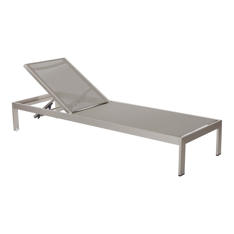 Pemberly Row Adjustable Height Aluminum Frame Patio Lounger in Gray