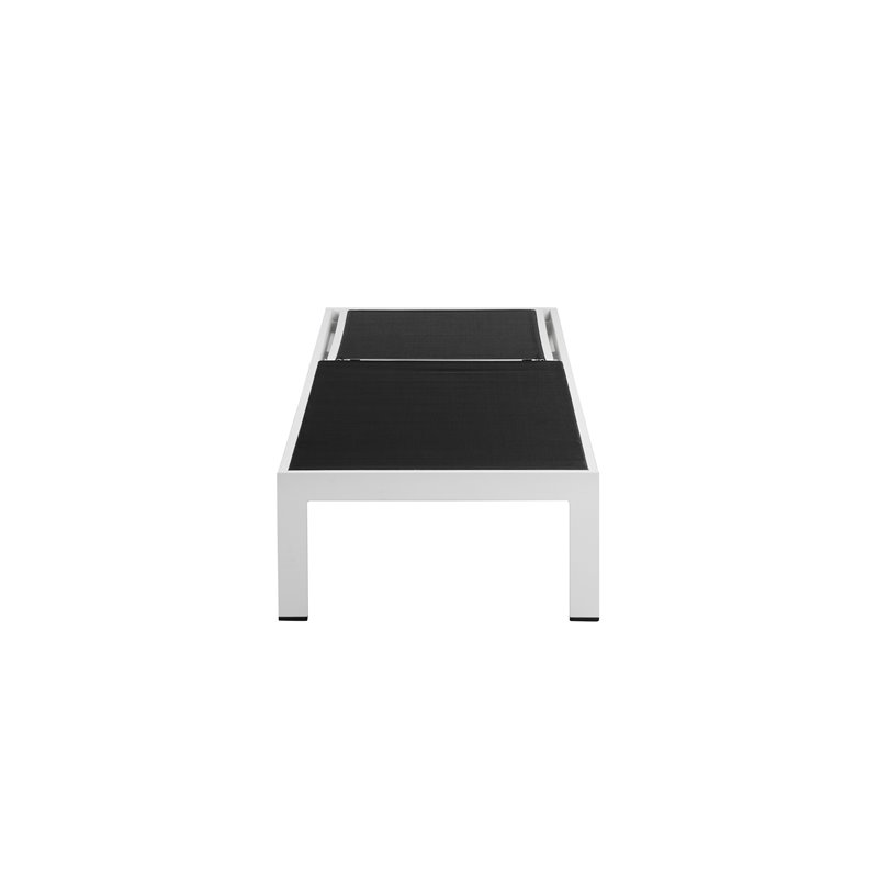 Pemberly Row Adjustable Height Aluminum Patio Lounger in White/Black