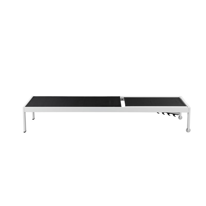Pemberly Row Adjustable Height Aluminum Patio Lounger in White/Black