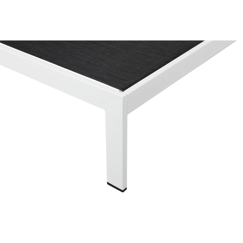 Pemberly Row Adjustable Height Aluminum Patio Lounger in White/Black