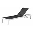 Pemberly Row Adjustable Height Aluminum Patio Lounger in White/Black