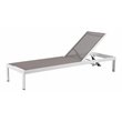 Pemberly Row Adjustable Height Aluminum Patio Lounger in White/Gray