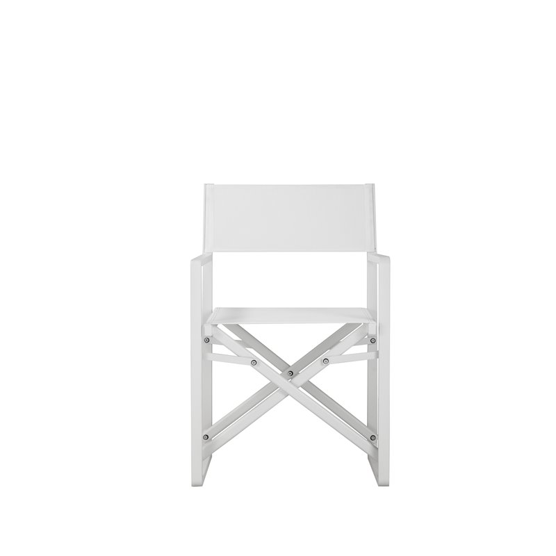 Pemberly Row Aluminum Patio Directors Chairs in White (Set of 2)