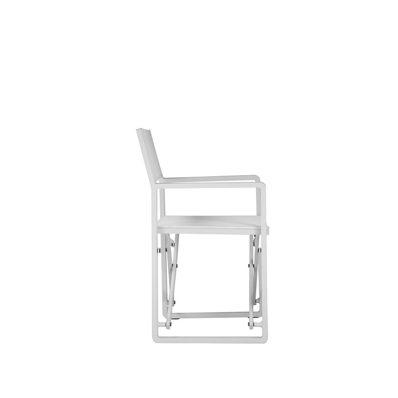 Pemberly Row Aluminum Patio Directors Chairs in White (Set of 2)