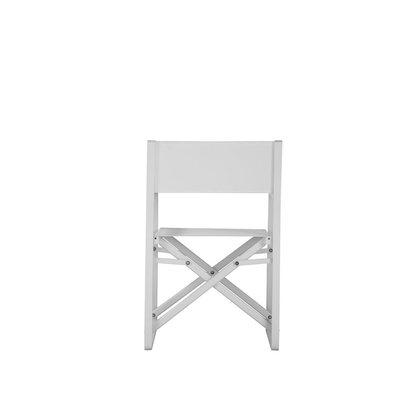 Pemberly Row Aluminum Patio Directors Chairs in White (Set of 2)