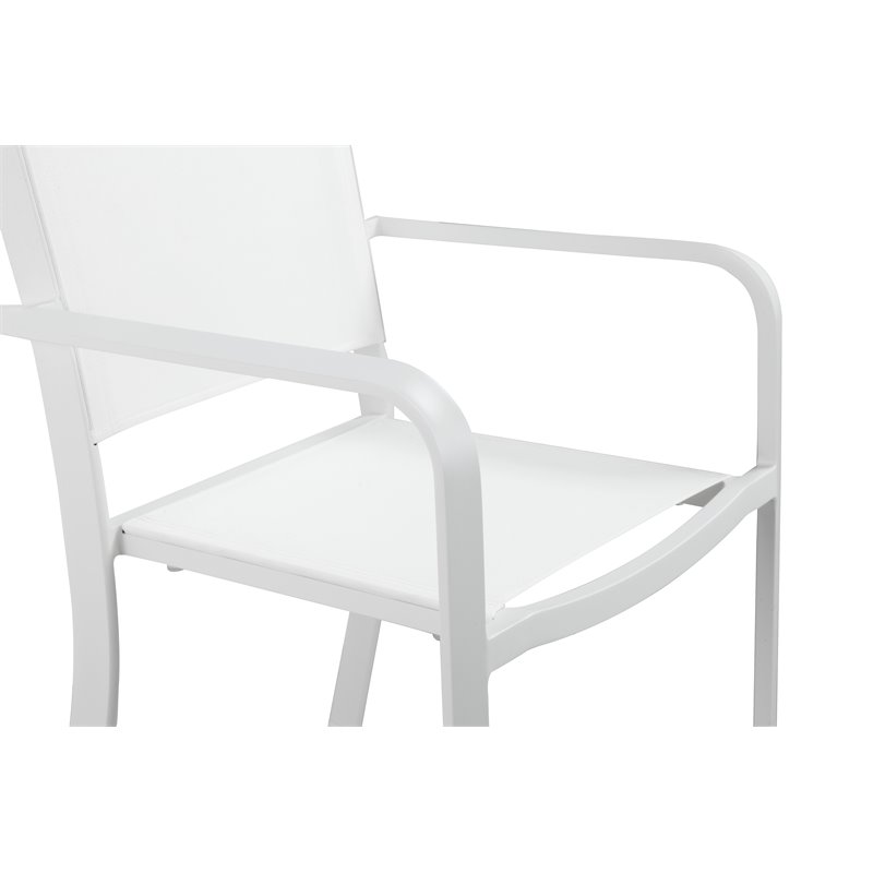 Pemberly Row 7-piece Modern Aluminum Frame Patio Bar Set in White