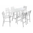 Pemberly Row 7-piece Modern Aluminum Frame Patio Bar Set in White
