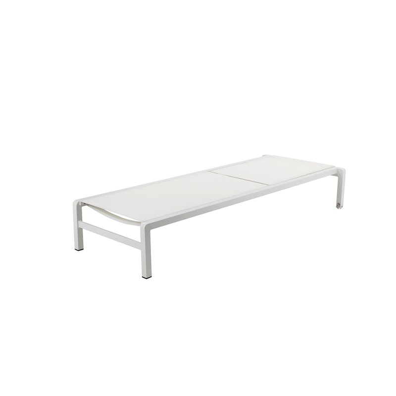 Pemberly Row Modern Aluminum Frame Patio Loungers in White (Set of 2)