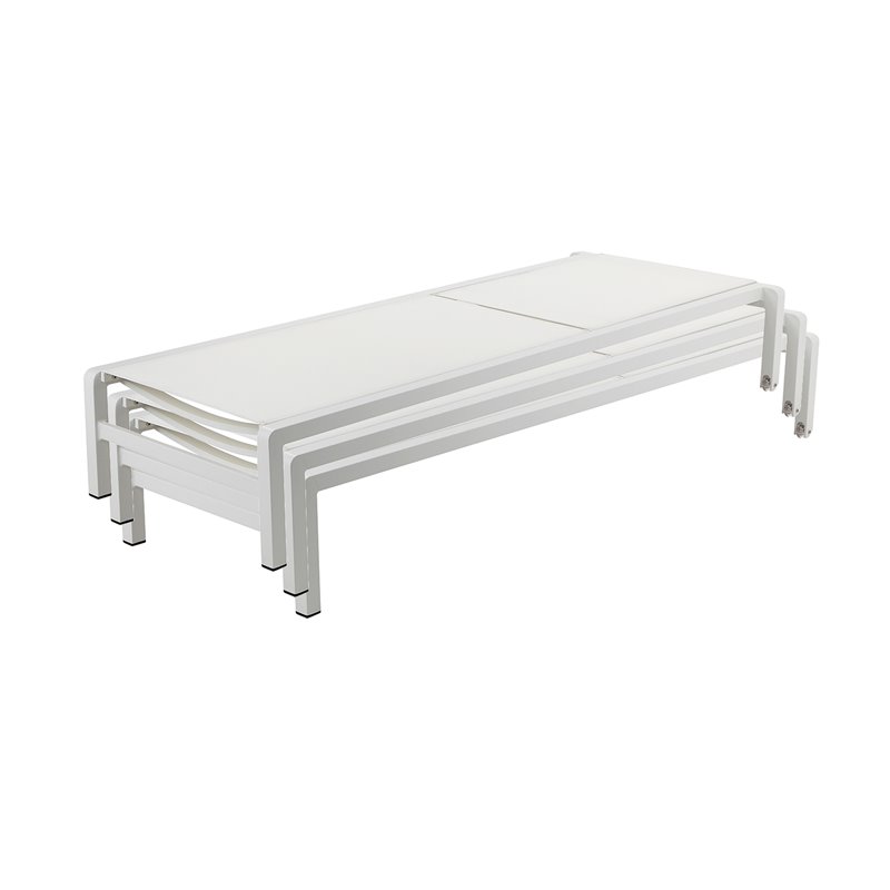 Pemberly Row Modern Aluminum Frame Patio Loungers in White (Set of 2)