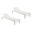 Pemberly Row Modern Aluminum Frame Patio Loungers in White (Set of 2)