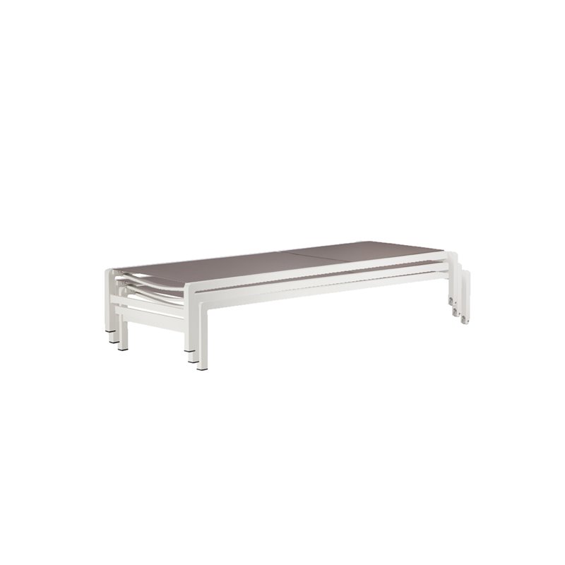 Pemberly Row Modern Aluminum Frame Patio Loungers in Gray (Set of 2)