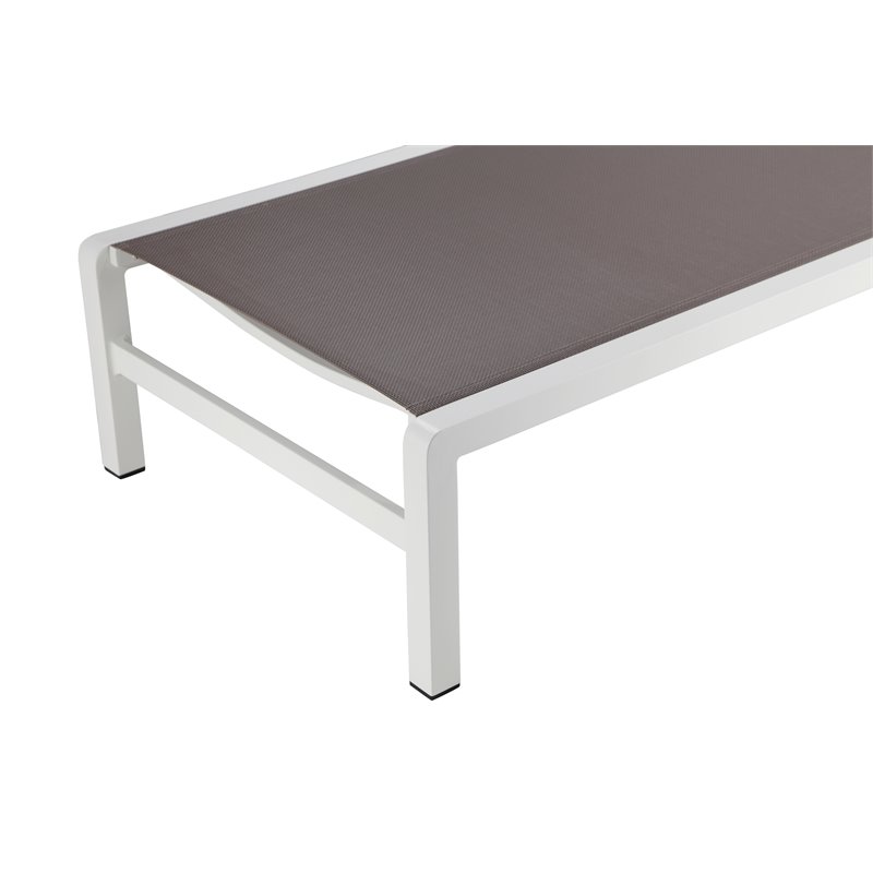 Pemberly Row Modern Aluminum Frame Patio Loungers in Gray (Set of 2)