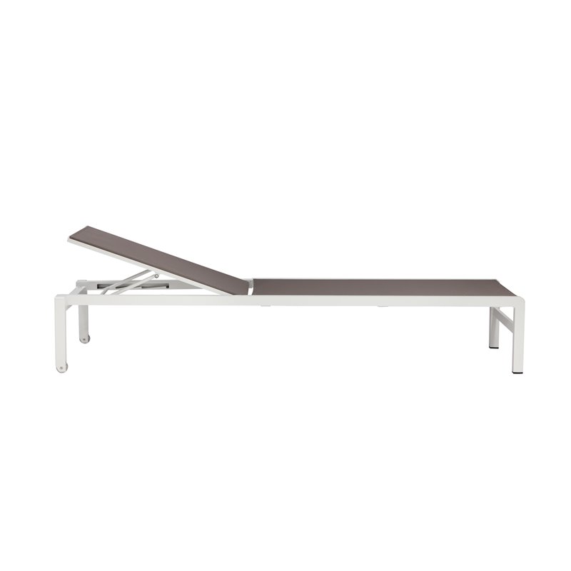 Pemberly Row Modern Aluminum Frame Patio Loungers in Gray (Set of 2)