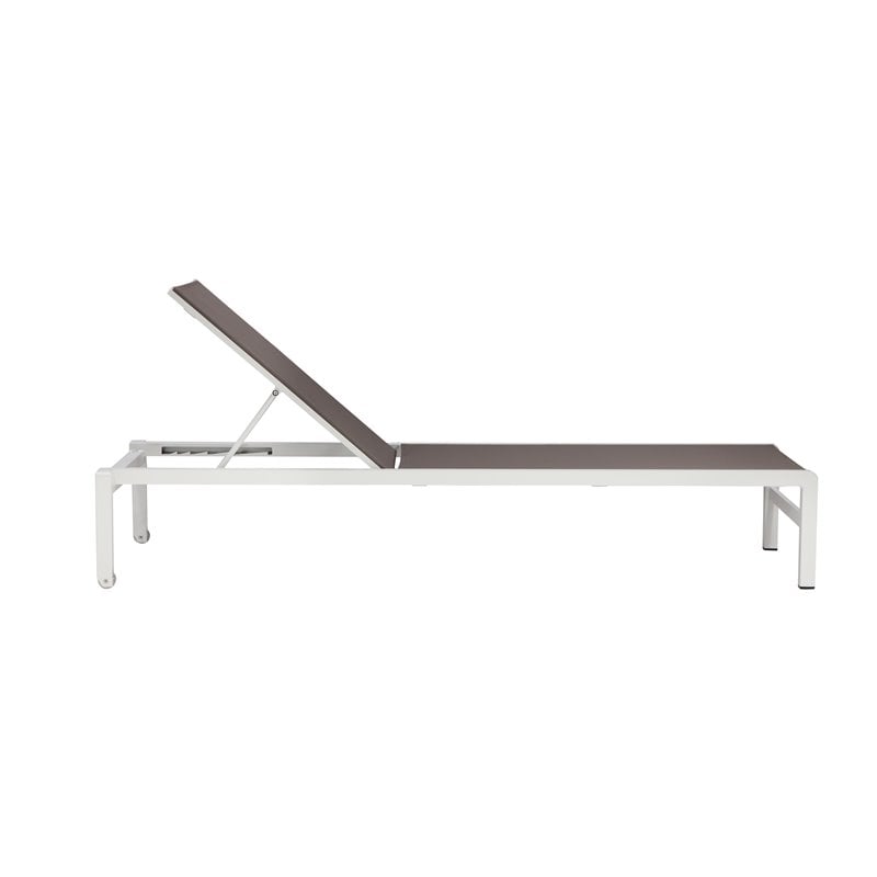 Pemberly Row Modern Aluminum Frame Patio Loungers in Gray (Set of 2)