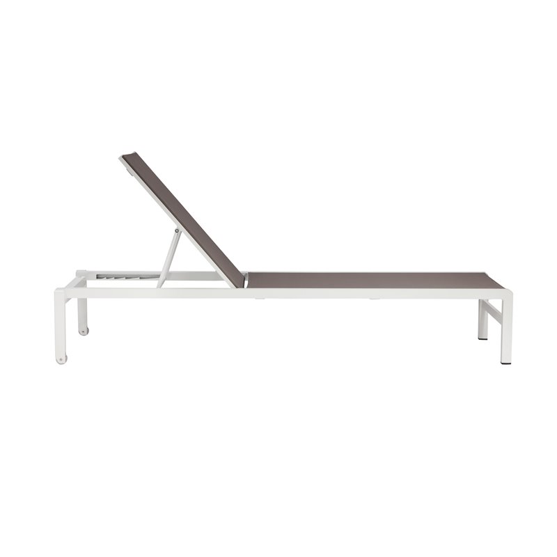 Pemberly Row Modern Aluminum Frame Patio Loungers in Gray (Set of 2)